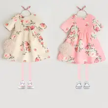 ; сезон весна-осень; платье для девочек; платье принцессы с короткими рукавами и цветочным принтом; детская одежда; 2-9t E1230