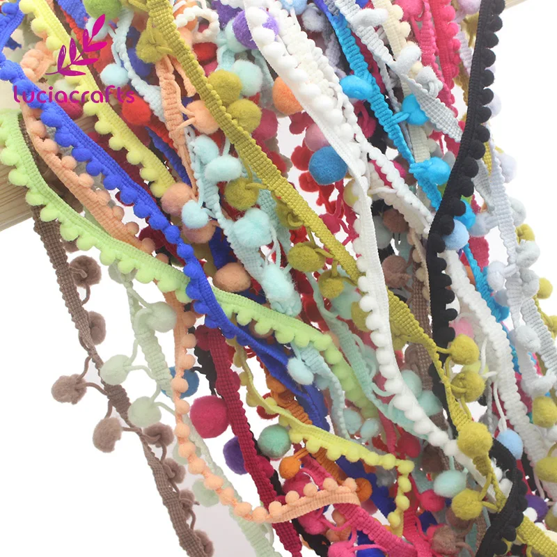 

Lucia crafts 10-15mm Mixed Colors Pom Pom Trim Ball Fringe Ribbon DIY Sewing Accessory Lace 12yards/lot(1yard/pc) 020001005