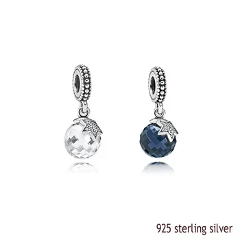 

100% 925 Sterling Silver Sets Fantasy Crystal Black & White Crystal Pendant With Clear Zircon DIY Jewelry For Women