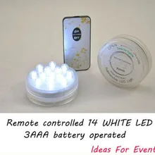 Один Dazen белый цвет Led Дистанционное управление батарея работает погружной Sumix 14, погружной цветочный светильник