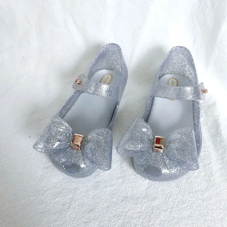 Mini Melissa/3 цвета; детские сандалии с котами; прозрачные сандалии для девочек; коллекция года; Летние сандалии для девочек; пляжная обувь для малышей; 12-19 см - Цвет: Серебристый