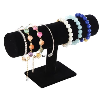 

Black Velvet Hovering T-Bar Bracelet Necklace Jewelry Display Stand for Home Organization