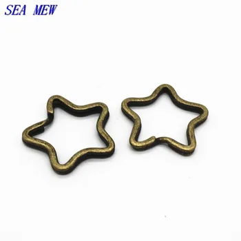 

SEA MEW 35*34MM Antique Bronze/Rhodium Color Star Shape Key Rings ,Metal Zinc Alloy Key Ring For Jewelry Making