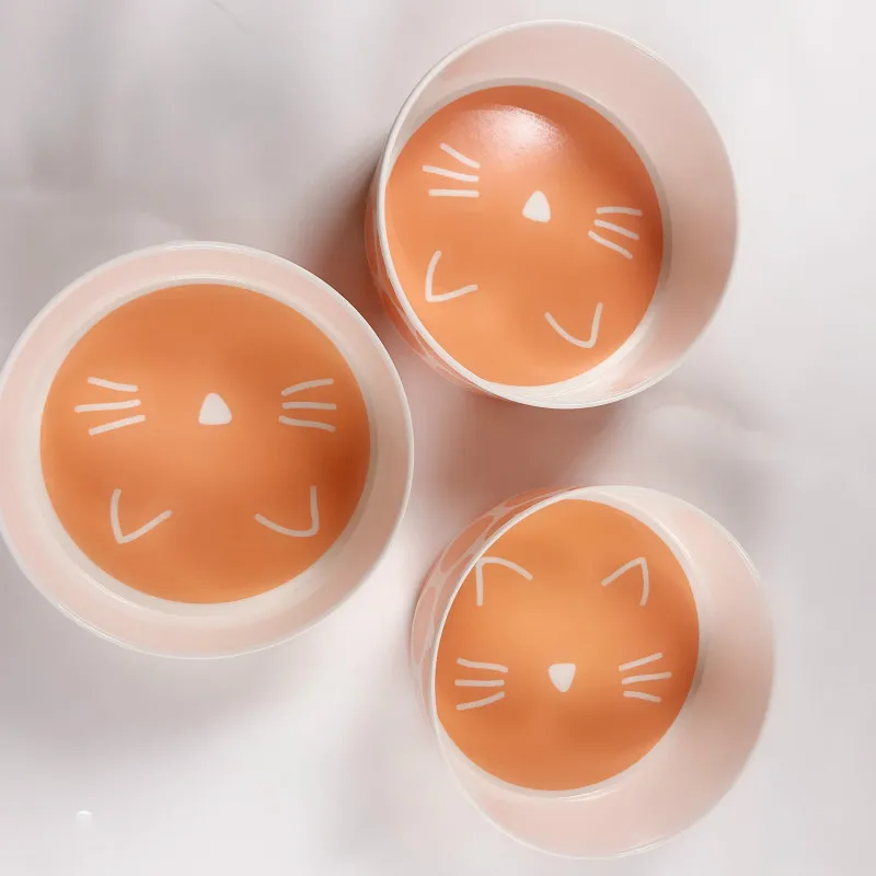 

HU Cute Cartoon Cat Supplies Cat Pot | Cat Rice Bowl Protection Cervical Vertebra Cat Edible Bowl Pet Table Cat Supplies