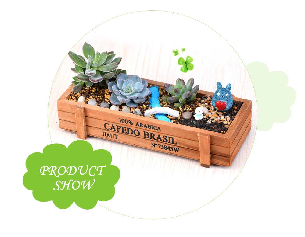 Wooden Juicy Plants Fleshy Succulents Flower Garden Pot Box