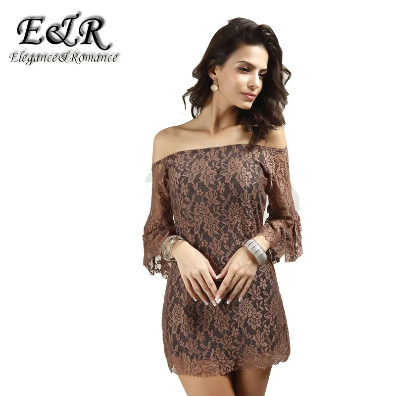 

2017 Spring lace collar collar Slim short paragraph dress