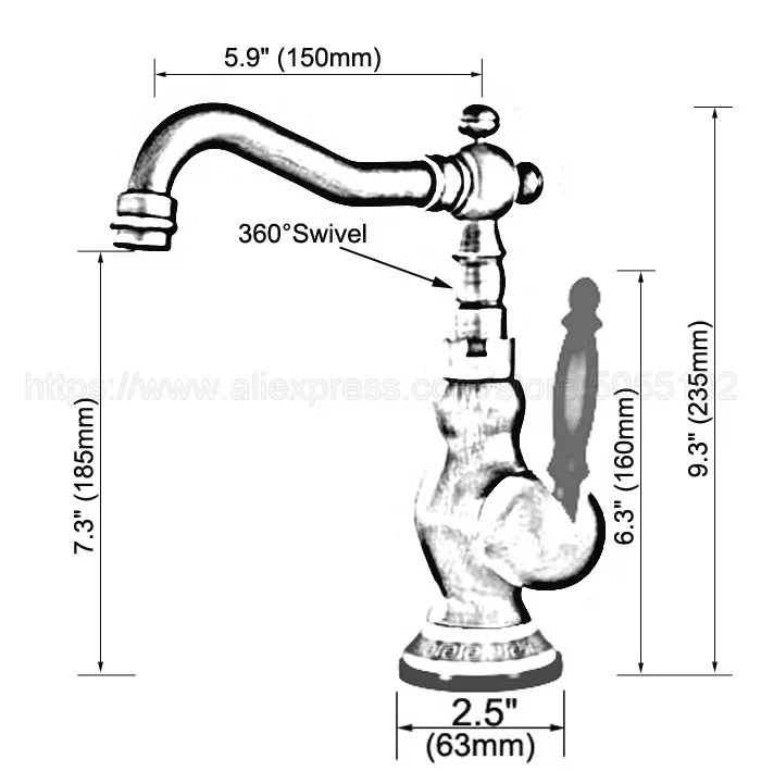 Antique Red Copper Kitchen Faucets Deck Mounted Mixer Tap 360 Rotation Features Mixer Tap For Kitchen znf642