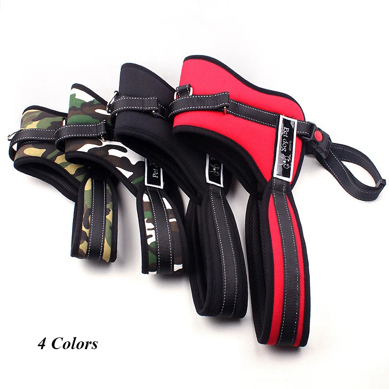 Grote Hond Zachte Verstelbare Mode Nylon Harnas Huisdier Grote Hond Lopen Harness Vest Kraag Hand Strap Pitbulls 4 Kleuren