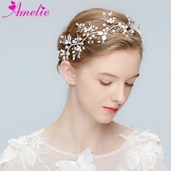 

Bridal Rhinestone Headbands Wedding Pearl Jewelry Decoration Flower Hair Vine Prom Dress Toast Suit Headpiece Hair Accessory