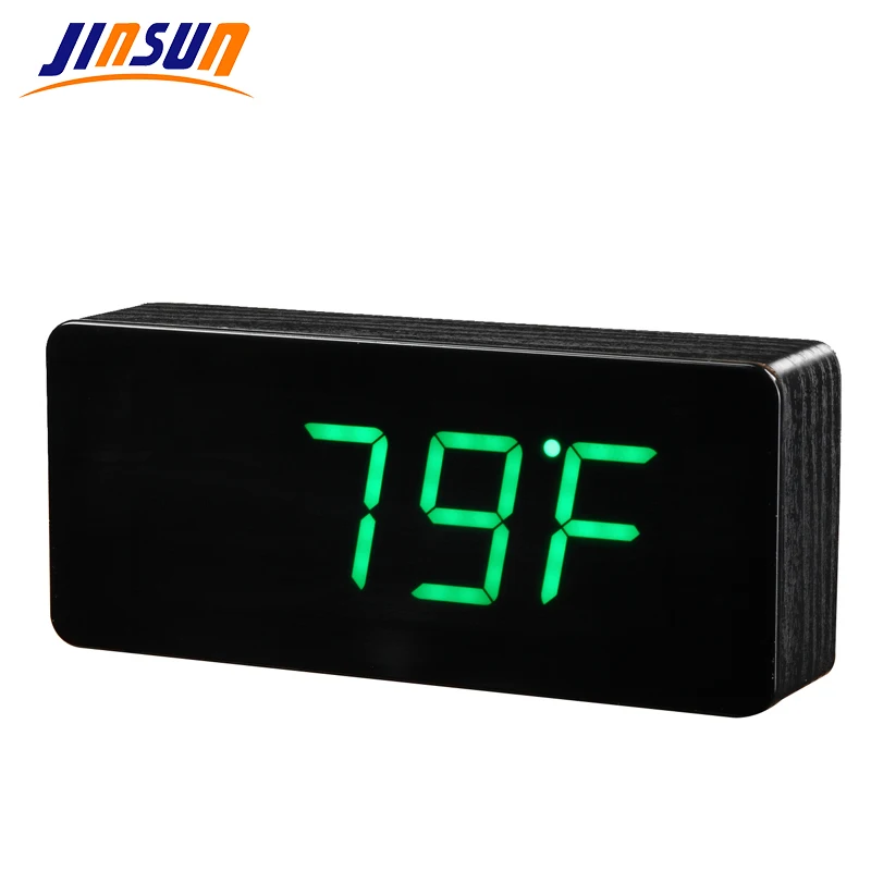 JINSUN деревянный светодиодный Будильник Despertador контроль температуры звуков светодиодный дисплей цифровые электронные настольные часы despertador