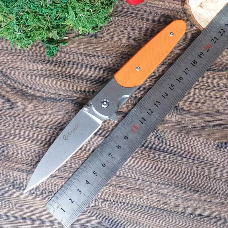 Жар-Ganzo G743-2 440C G10 или деревянная ручка складной нож для выживания, инструмент для кемпинга, карманный нож для охоты Тактический уличный инструмент EDC - Цвет: Оранжевый