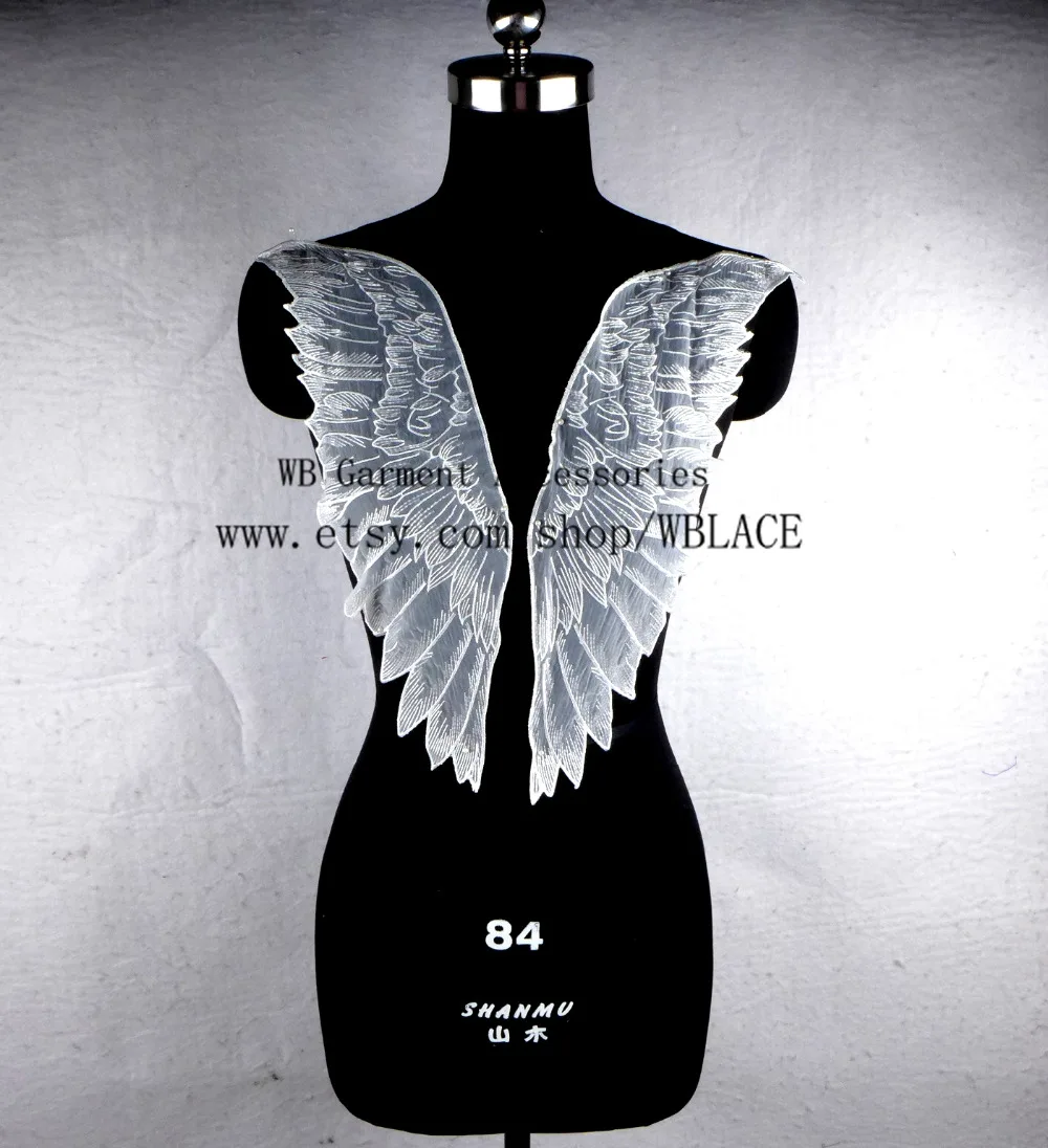 2 пар/лот, новинка, черное/белое крыло Ангела, большая аппликация, сделай сам, сумка для одежды, аксессуары для украшения, 45*15 см