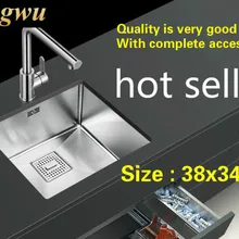 Роскошная труба сделать блюда балкон кухня ручная раковина одинарная мойка 304 нержавеющая сталь Горячая 380x340 мм