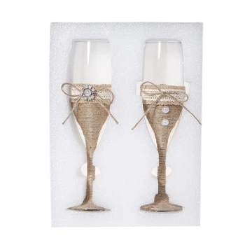 

2Pcs Set Wedding Glass Rustic Wedding Champagne Toasting Flutes Personalized Wedding Glasses Set Wedding Gifts For Bride And G