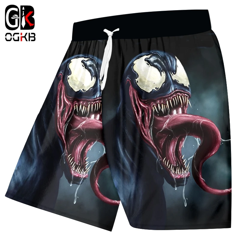 OGKB мужские новые 3D печати креативные забавные Большие размеры повседневные летние пляжные шорты venenosa veneno язык Черный 6XL