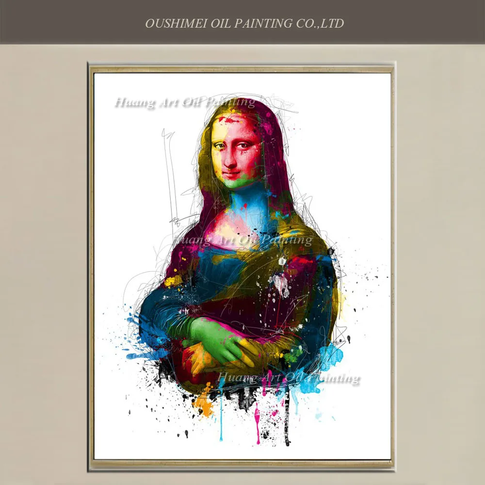 博物館品質模造絵画手描き現代モナリザ油絵カラフルな絵画キャンバス上