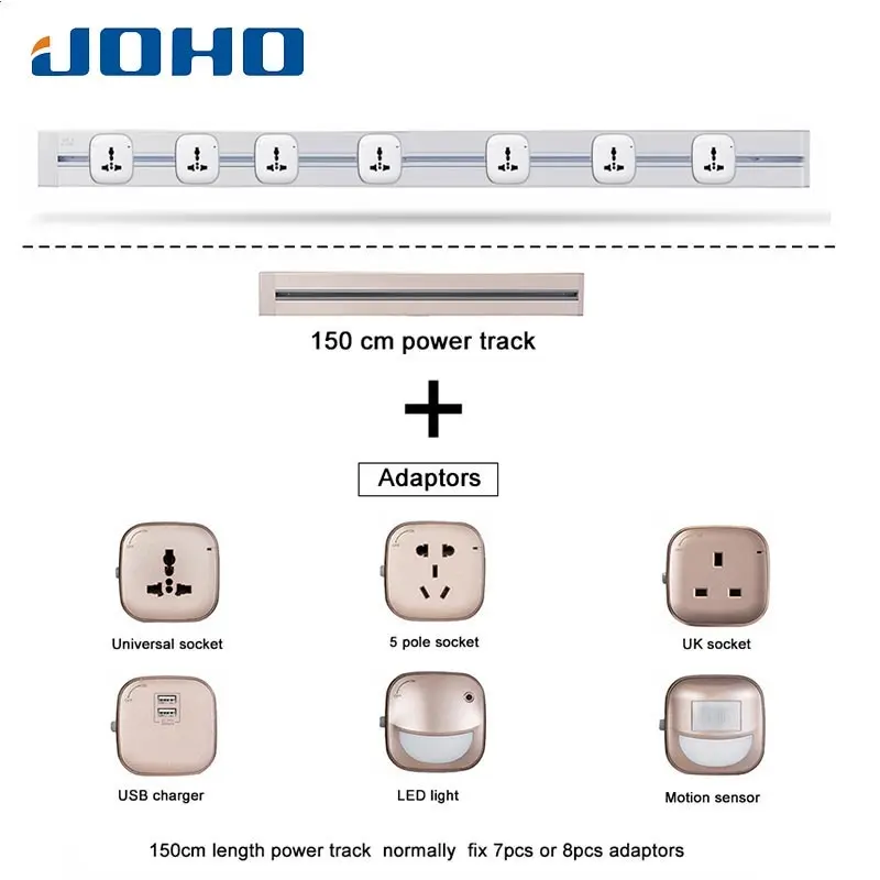 JOHO 150 см 8000 Вт алюминиевая универсальная настенная розетка с двойным usb-портом