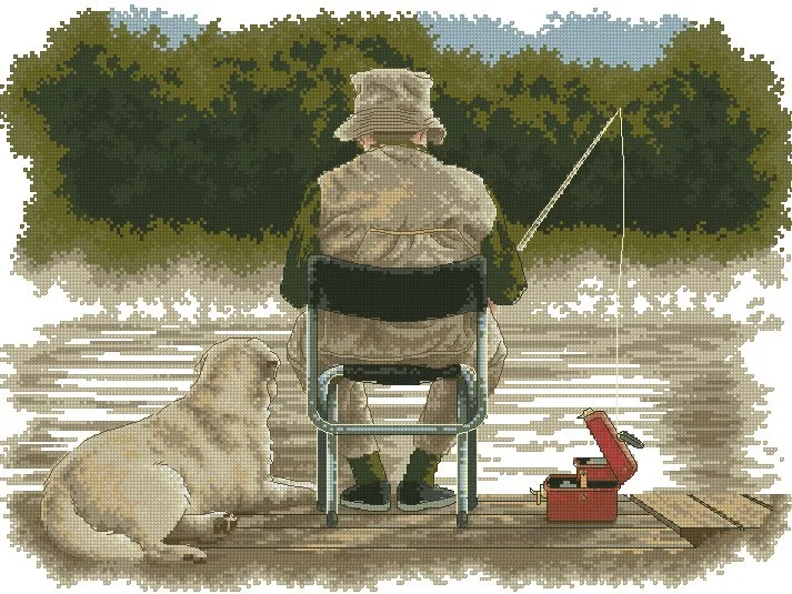 CS-1234 cross stitch kit fishing, old man fishing with dog dimensions 03513.jpg