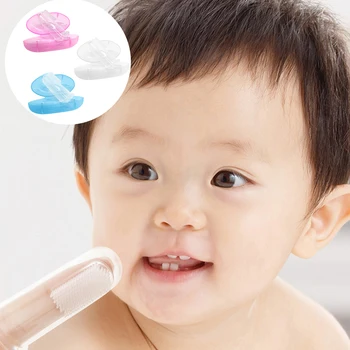 

3PCS Super Soft Silicone Finger Toothbrush With Box Teeth Tooth Clear Brush Teeth Cleaning Brush for 6-18 Month Baby Toddler kid