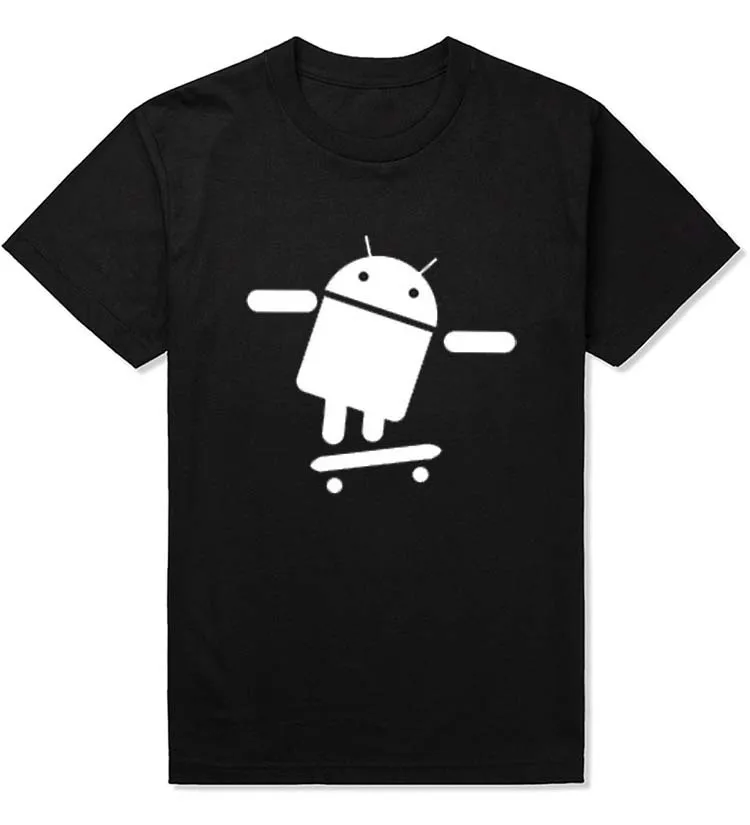 Модные Для мужчин футболки Android Робот мужской футболка apple Юмор логотип напечатан