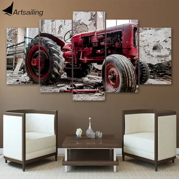 

5 Pcs Canvas Art red Tractor HD Printed Wall Art Home Decor Canvas Painting Picture Poster Prints Free Shipping NY-6577B