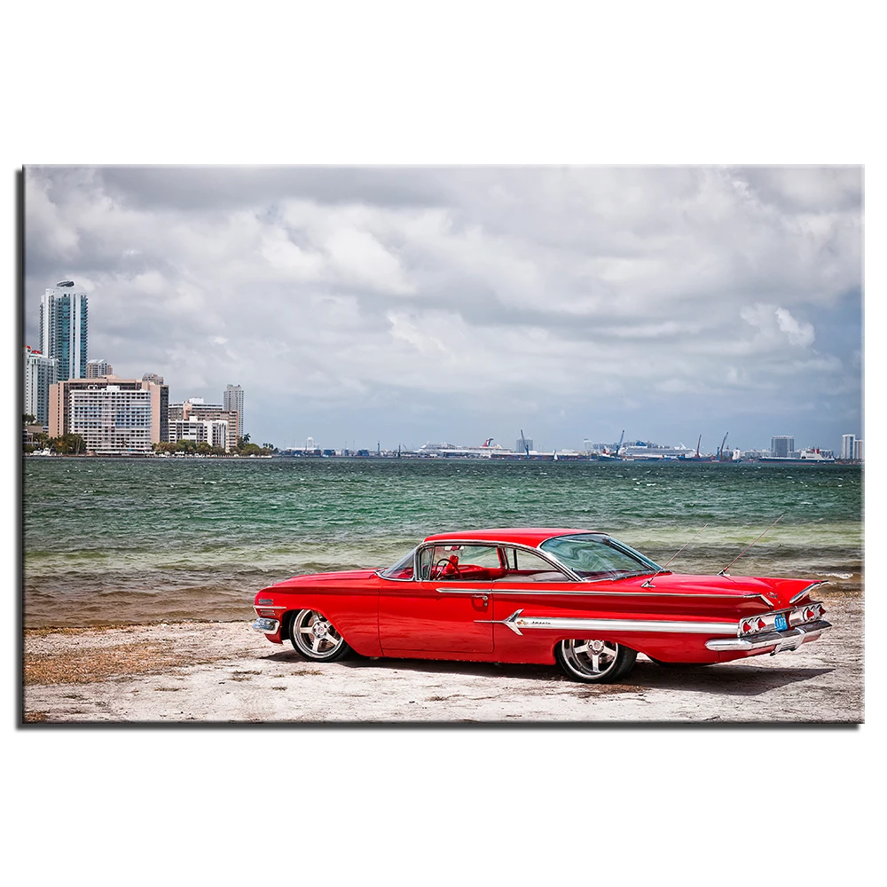 

1960 Chevrolet Impala Vintage Car Poster and Prints Canvas Painting Decoration Wall Art Pictures For Living Room DIY Frame A16