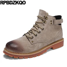 Водонепроницаемые осенне-осенние дизайнерские армейские винтажные мотоциклетные ботинки военные зимние военные ботинки модные корейские мужские замшевые ботинки на меху
