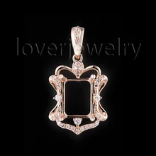 Мода 18K золото 7x9 мм изумрудная огранка полу крепление алмазная подвеска для девочки WP078