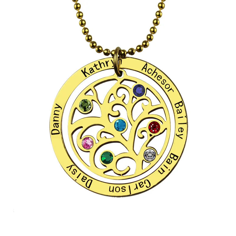 AILIN Birthstone Family Tree Necklace 