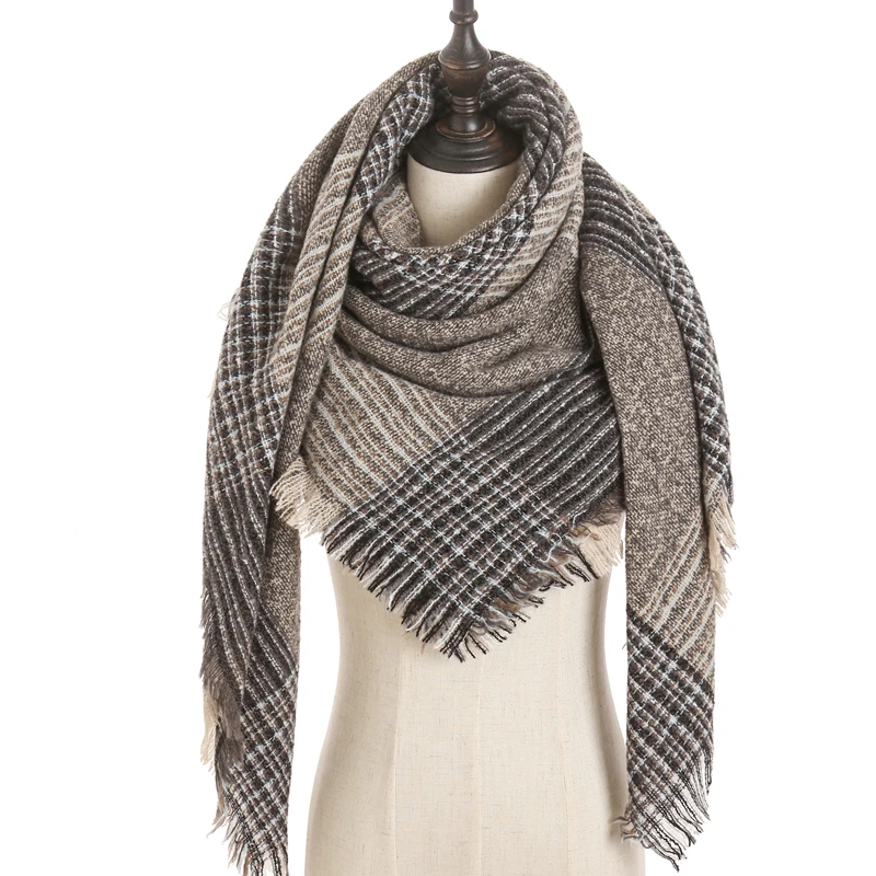new designer brand women cashmere scarf triangle winter scarves lady shawls and wraps knit blanket neck striped foulard - Цвет: E30
