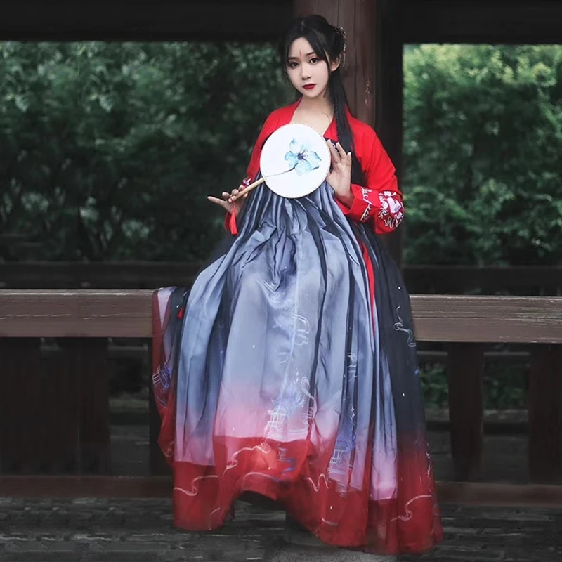 Hanfu костюм для китайских танцев, традиционный сценический наряд для певцов, женское Старинное платье, народный фестиваль, одежда для выступлений DC1133