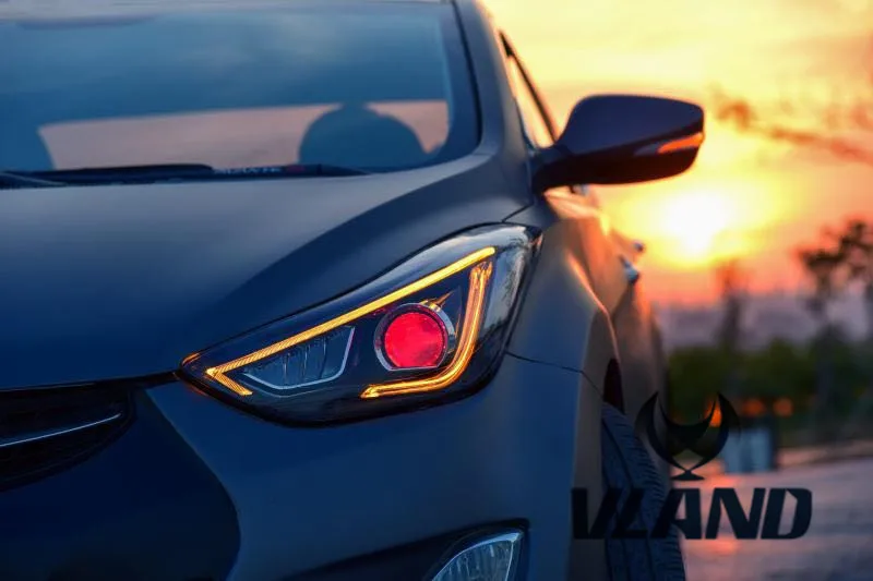

VLAND Factory For car Head lamp For Elantra LED Headlight 2012 2014 2015 2017Elantra with DRL LED moving singal