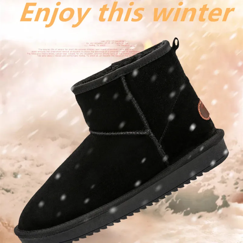 

STS BRAND Winter Women Boots Classic waterproof genuine cowhide leather Boot For Lovers Platform Warm Snow Boot Slip On Platform