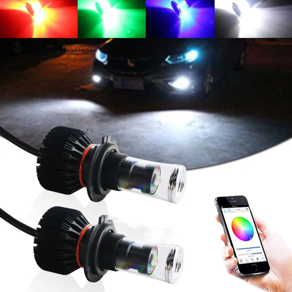 

Krator 2PCS 20W Wireless App Remote RGB P13W H16 5202 H11 H8 H9 LED Bulbs For Fog Light Daytime Running