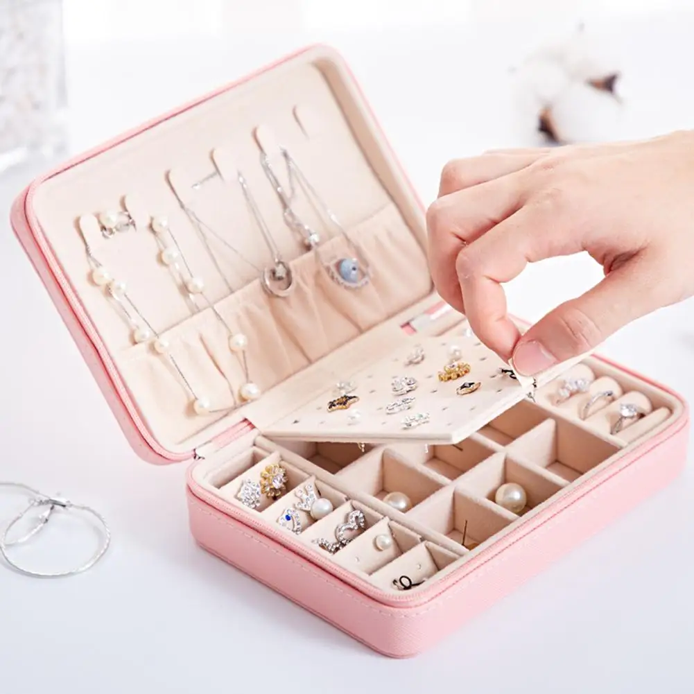 

Make Up Organizer Multifunction Portable PU Jewelry Storage Box Ring Necklace Earrings Lipstick Makeup Organizer