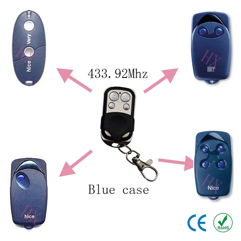 

copy NICE FLO1, FLO2, FLO4,VERY(blue case ) 433.92mhz remote control for garage door