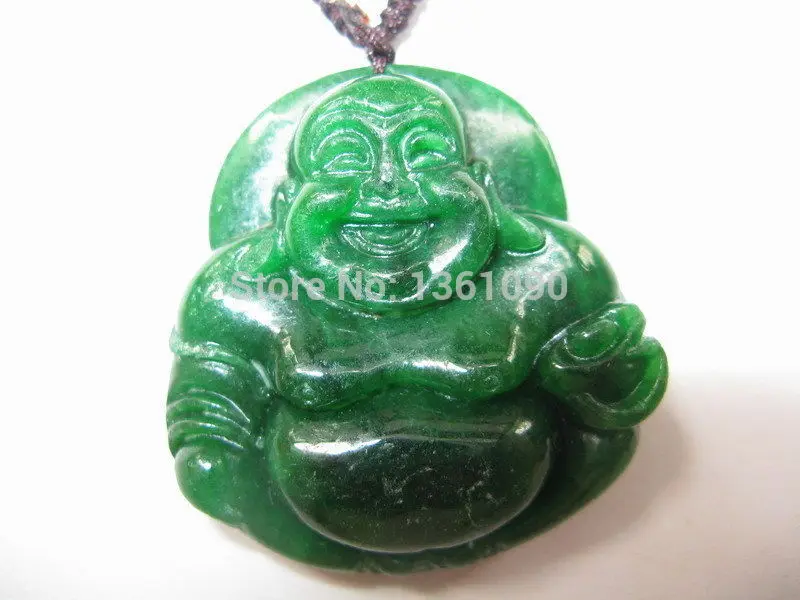 

003428 Chinses green jade Maitreya Buddha Necklaces & Pendants