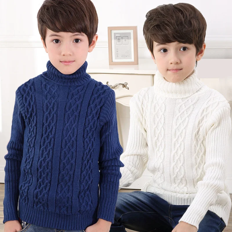 Осенне-зимняя одежда для мальчиков, Детский свитер для мальчика-подростка, модный свитер с высоким воротником, детские пуловеры, верхняя одежда, вязаная одежда для мальчиков