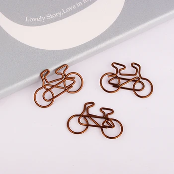 

Coffee Color Bicycle Clip Lovely bike Shaped Paper Clip Paper Bookmark Accesorios Oficina Metal Paper Clips Office Accessories