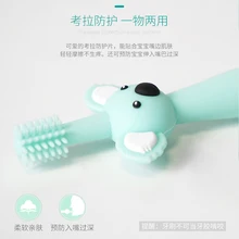 Детская зубная щетка силикагель тренировочный ребенок 0-1-2-3 лет младенческой стоматологической полости рта 360 градусов очистки меха