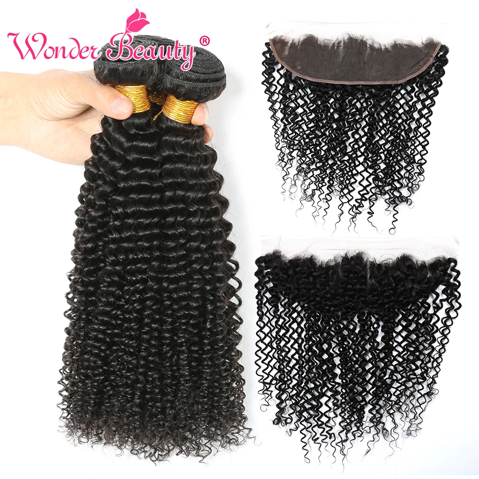 

Afro Kinky Curly Hair Peruvian Hair Bundles With Closure Wonder Beauty Remy Human Hair Bundles With Lace Frontal With Bundles