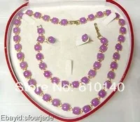 Модный Набор m позолоченный фиолетовый e ожерелье Braclet серьги Ring8