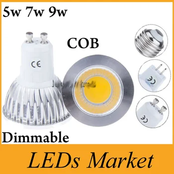 

New Style LED lamp GU10 MR16 E27 LED Spotlight Dimmable COB LED Bulb 5W 7W 9W Warm White / white 110V 220V +12V Bulbs 1PCS CE UL