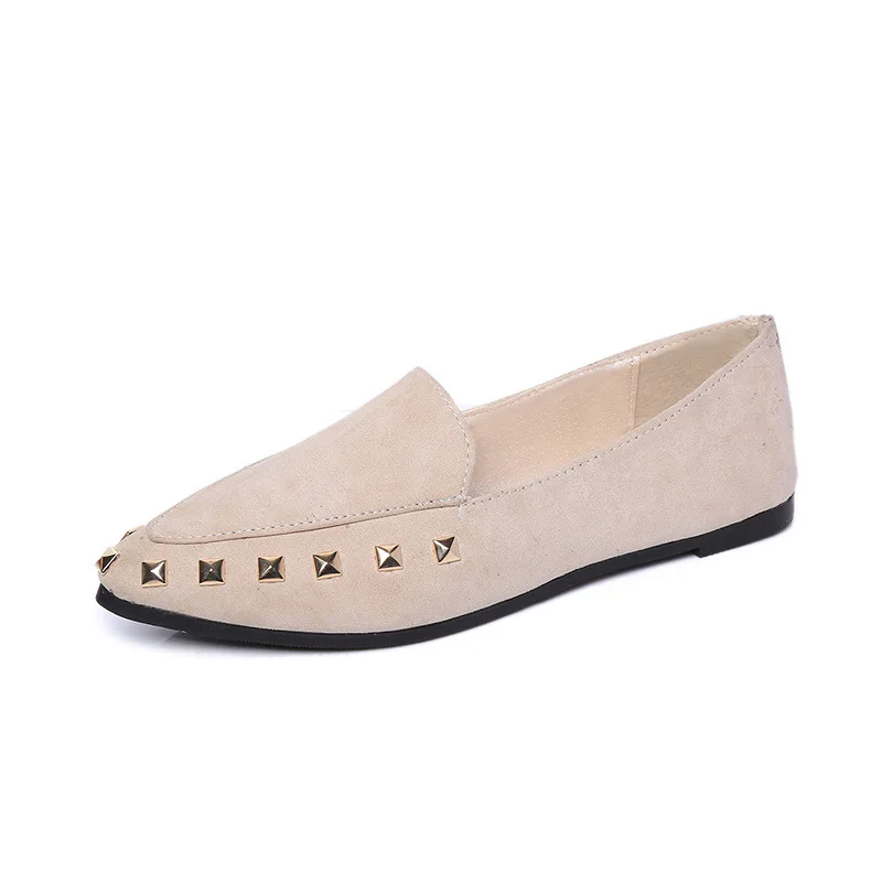 

Korean version 2016 Spring and Autumn Season New pointed shallow mouth rivet flat bottom bean single work shoes casual tide