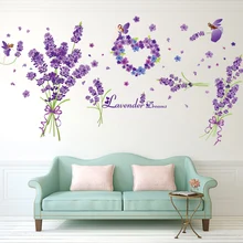 Lavendel Wandaufkleber Blume Pflanze Lila Provence Flores Wandtattoo Für Wohnzimmer Sofa/TV Wohnkultur adesivi da parete Aufkleber