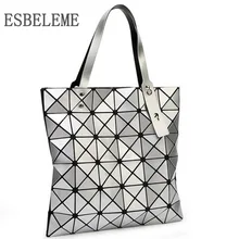 Новая женская Повседневная Сумка-тоут с ромбовидной решеткой для женщин, серебристая, синяя, розовая, искусственная кожа, голограмма, Геометрическая лазерная сумка YG073