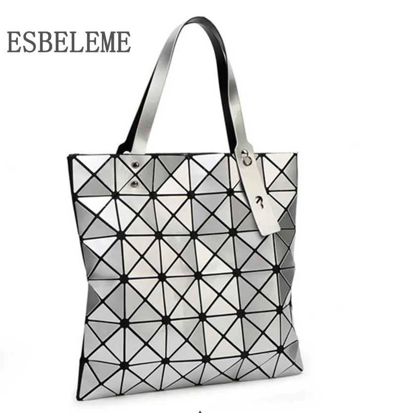 

2019 new ladies casual tote bag diamond lattice for women silver blue pink PU leather hologram geometric laser handbag YG073