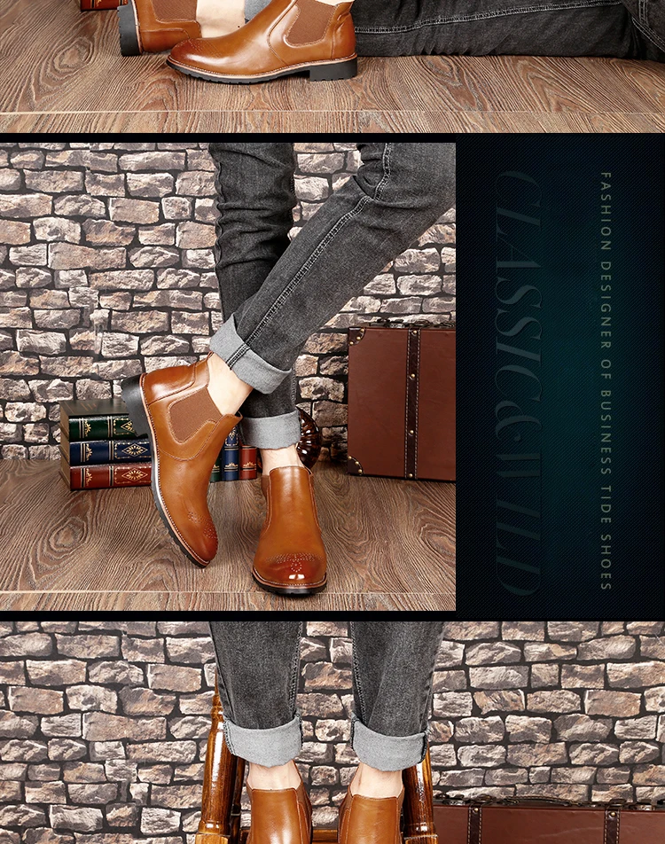 Misalwa/повседневные мужские ботинки «Челси» в Оксфордском стиле; сезон весна-осень-зима; модные мужские Ботильоны; парадная обувь; Размеры 37-44