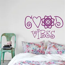 Wall Decal Good Vibes Mandala Moroccan Pattern Namaste Indian Yoga Studio Bedroom Dorm Living Room Home Decor Art Murals