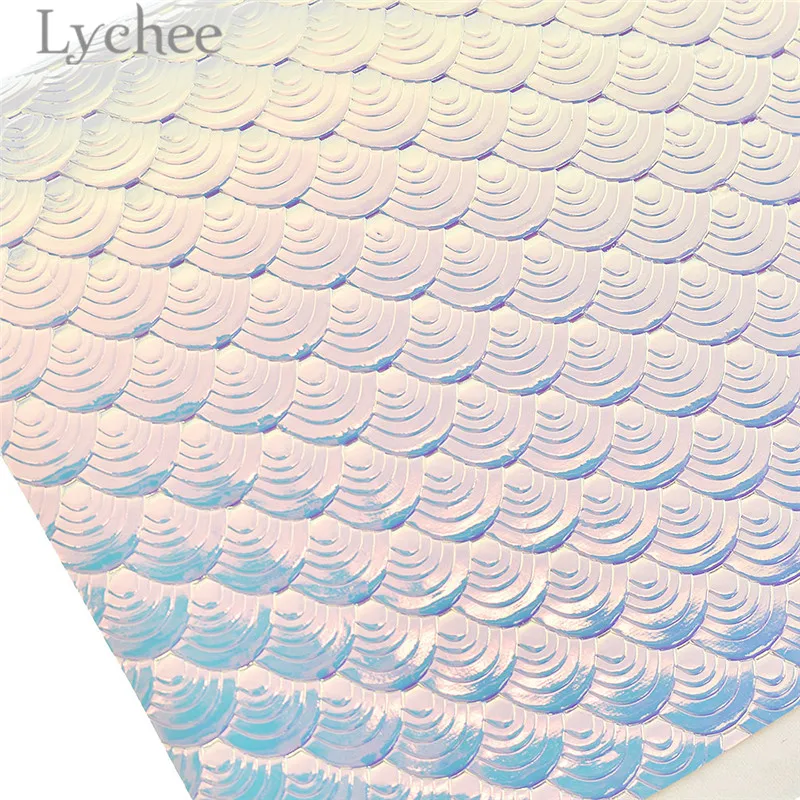 Lychee Life 21x29 см A4 рыба чешуя PU ткань высокое качество красочные Синтетическая Кожа DIY материал для сумки ремни одежды